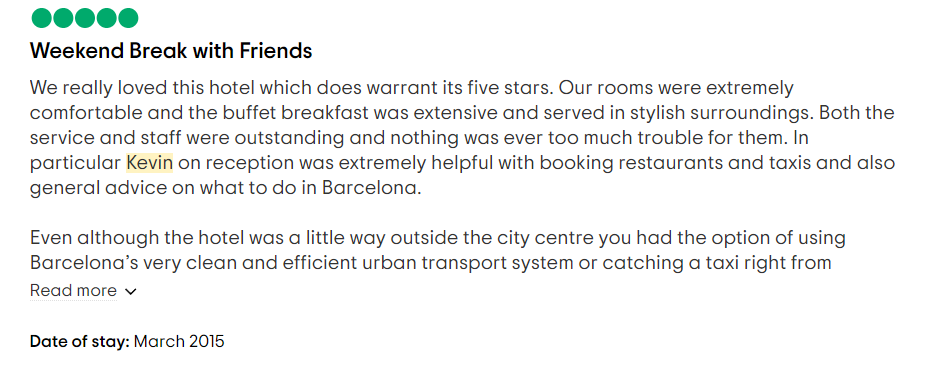 Reseña Kevin Mendoza Renaissance Barcelona Fira Hotel M15